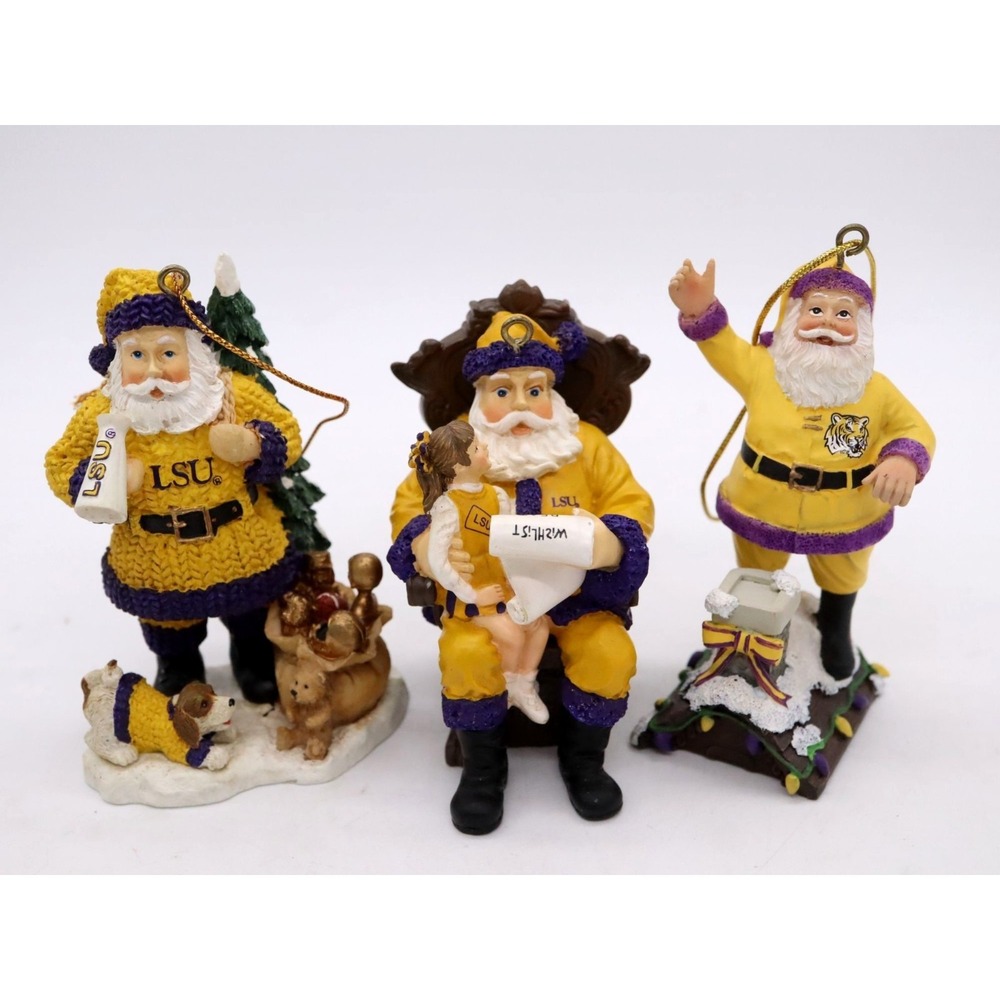 Lot of 3 LSU Santa Ornaments 2001 2003 2006 The Memory Company